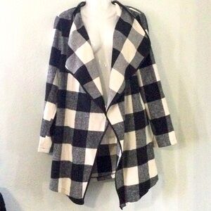 SHEIN plaid flannel high low open cardigan size x large